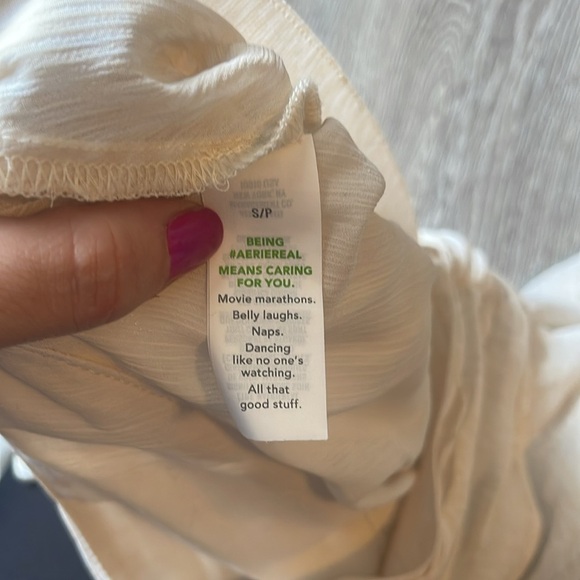 Aerie Flowy Cream Tie Front Skirt Sz Small wrap skirt - Picture 5 of 6